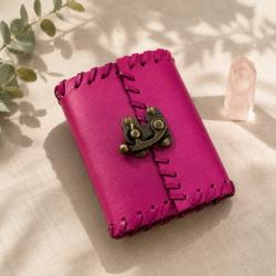 Pink Leather Notebook Journal with Clasp 8 x 10cm