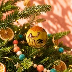 Bauble Papier Mâché Camel Yellow 4.5cm