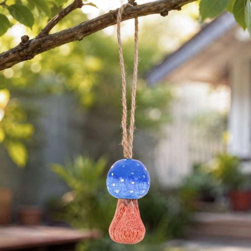 Handcrafted Blue Toadstool Hanging Decoration