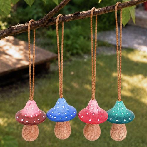 Handcrafted Flat Toadstool Hanging Decorations - Assorted Colours (Set of 48)