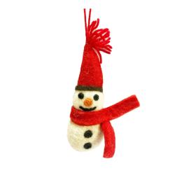 Hanging Decoration Handcrafted Felt Snowman + Scarf 7 x 12cm