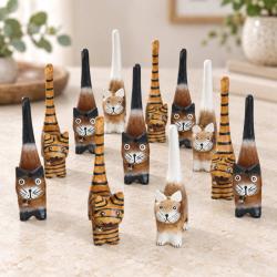 Box of 60 Cats Albesia Wood Assorted Browns
