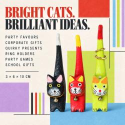 Box of 60 Cats Albesia Wood Assorted Colours
