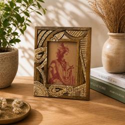 Photo Picture Frame Hand Carved Wood Cutout 5x7 inch Photo