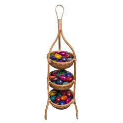 75 pebbles with eco messages + 3-tier display basket