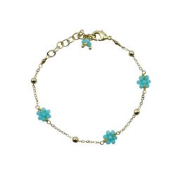 Bracelet with Aqua Flower Shaped Beads