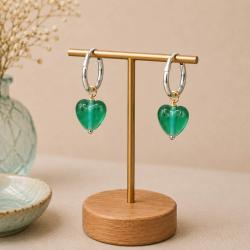 Earrings Glass Heart Turquoise