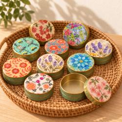 Set of 10 Pill Boxes Assorted Designs Floral