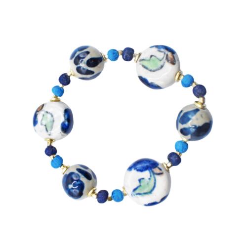 Bracelet Ceramic Beads Blues
