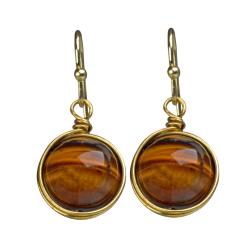 Earrings single drop tiger's eye