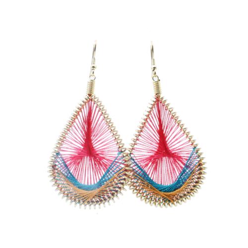 Earrings Multicoloured Webbed Thread on Teardrop