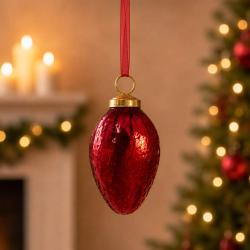 Hanging Tree Decoration Glass Strawberry Red