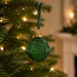 Hanging Tree Decoration Glass Octagon Green
