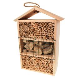 Bee/bug house, wood 3-tier, 27x34x10cm