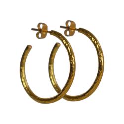 Earrings, Brass hammered hoops- 2.5cm diameter